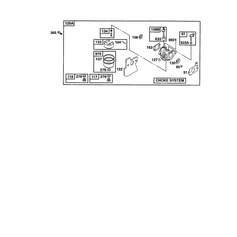 Carburetor Diagram and Parts List for 120600TO120699  Briggs and Stratton Engine